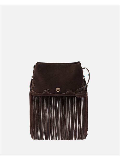 borsa a tracolla piccola one, two, three bag in suede con frange Pinko | 106665 A0F6M11P